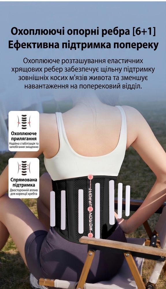 Спортивный пояс-корсет для поддержки спины Nordvik AeroFit женский дышащий фитнес-бандаж Black, M