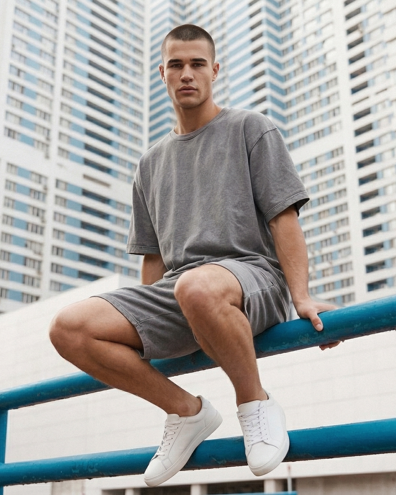 Мужской комплект Oversize Nordvik Stone Wash: Heavy Cotton & Relaxed Fit Grey