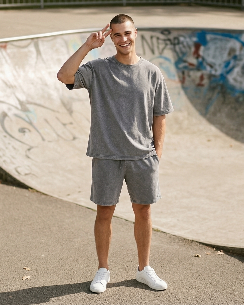 Мужской комплект Oversize Nordvik Stone Wash: Heavy Cotton & Relaxed Fit Grey