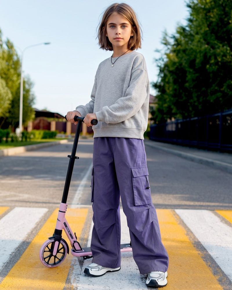 Штаны карго для девочки LAREN kids Urban Cargo Utility оверсайз с карманами Purple, 130