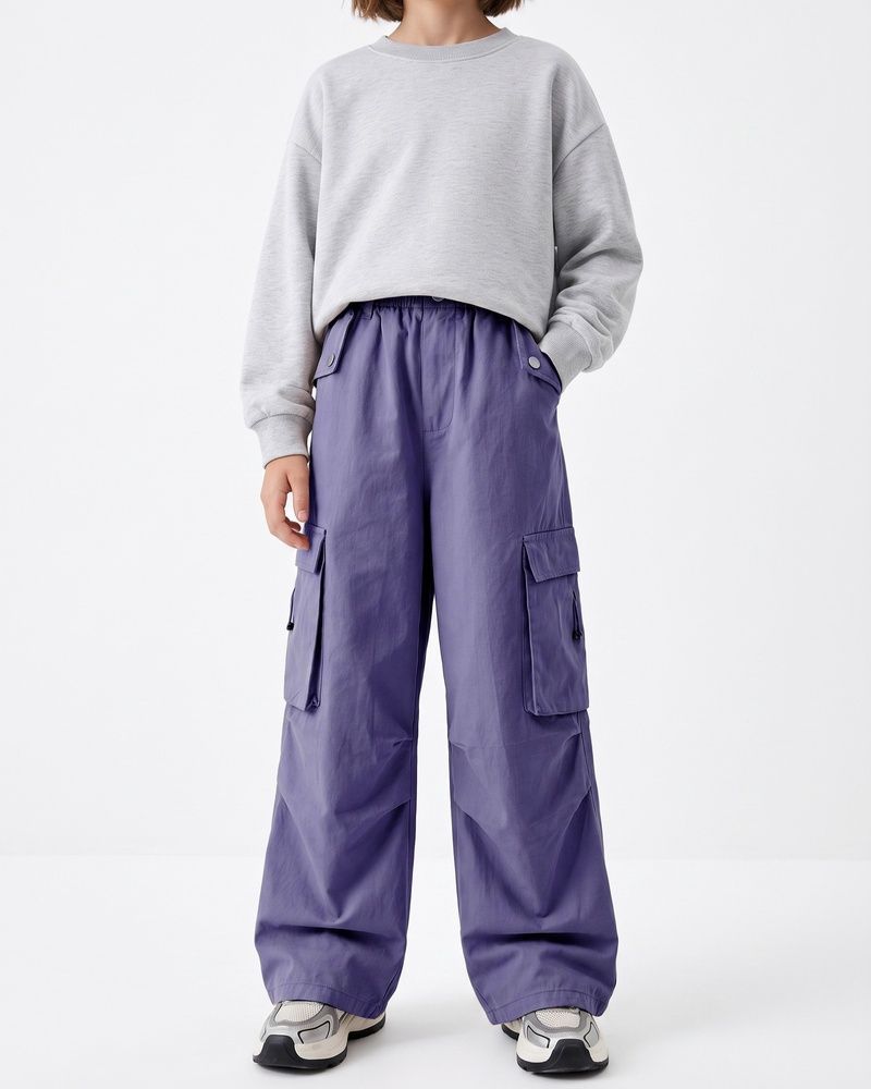 Штаны карго для девочки LAREN kids Urban Cargo Utility оверсайз с карманами Purple, 130
