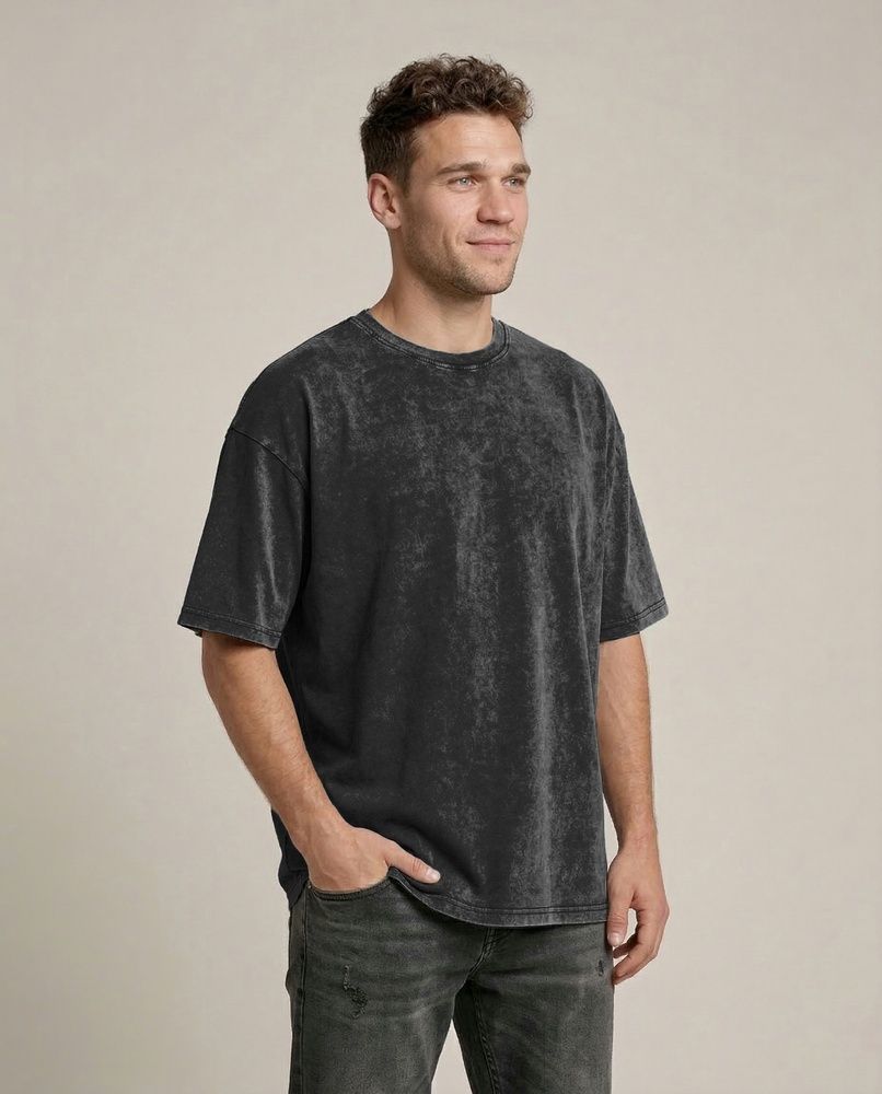 Футболка унисекс Oversize Boxy Fit Nordvik Urban Shadow: Stone-Wash Graphite Black