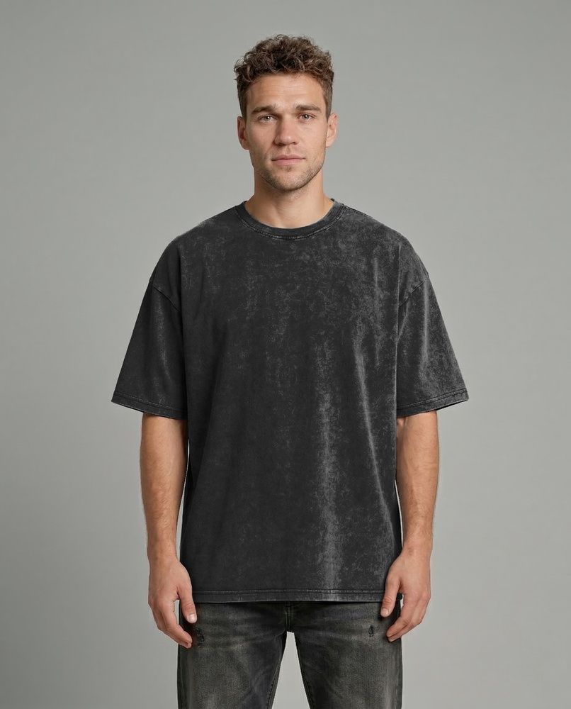 Футболка унисекс Oversize Boxy Fit Nordvik Urban Shadow: Stone-Wash Graphite Black