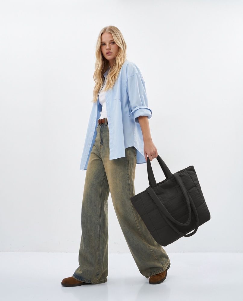 Жіноча стьобана сумка-шопер LAREN Sierra Loft Tote Black