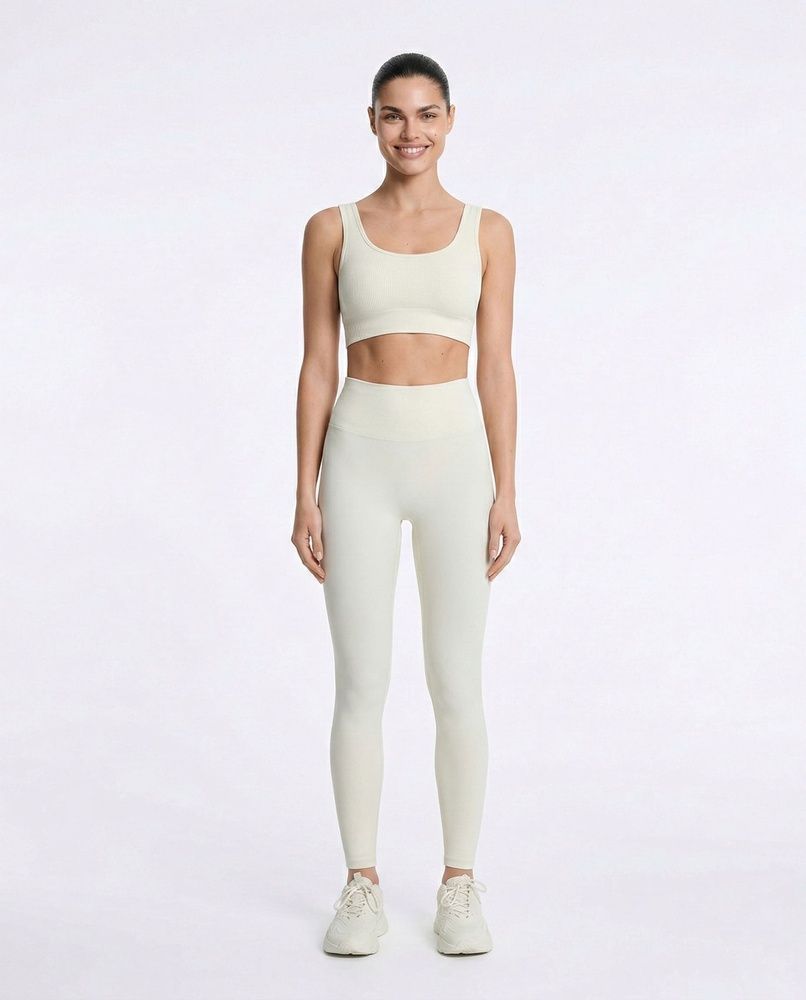 Жіночі легінси з високою талією Nordvik Body-Sculpt: Premium Naked Feel швидковисихаючі з моделюючим ефектом Cream, M
