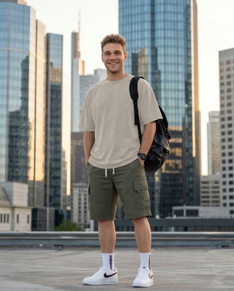 Футболка унисекс Oversize Boxy Fit Nordvik Urban Shadow: Stone-Wash Beige