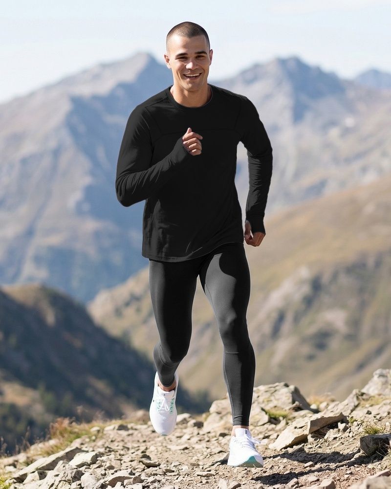 Чоловічий спортивний лонгслів Nordvik UV-Shield Pro: Сонцезахисна тканина UPF50+ з ефектом Quick-Dry та антистатичним покриттям Black