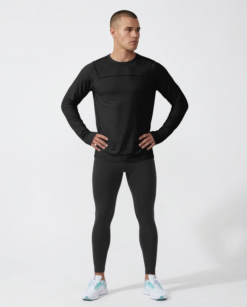 Чоловічий спортивний лонгслів Nordvik UV-Shield Pro: Сонцезахисна тканина UPF50+ з ефектом Quick-Dry та антистатичним покриттям Black