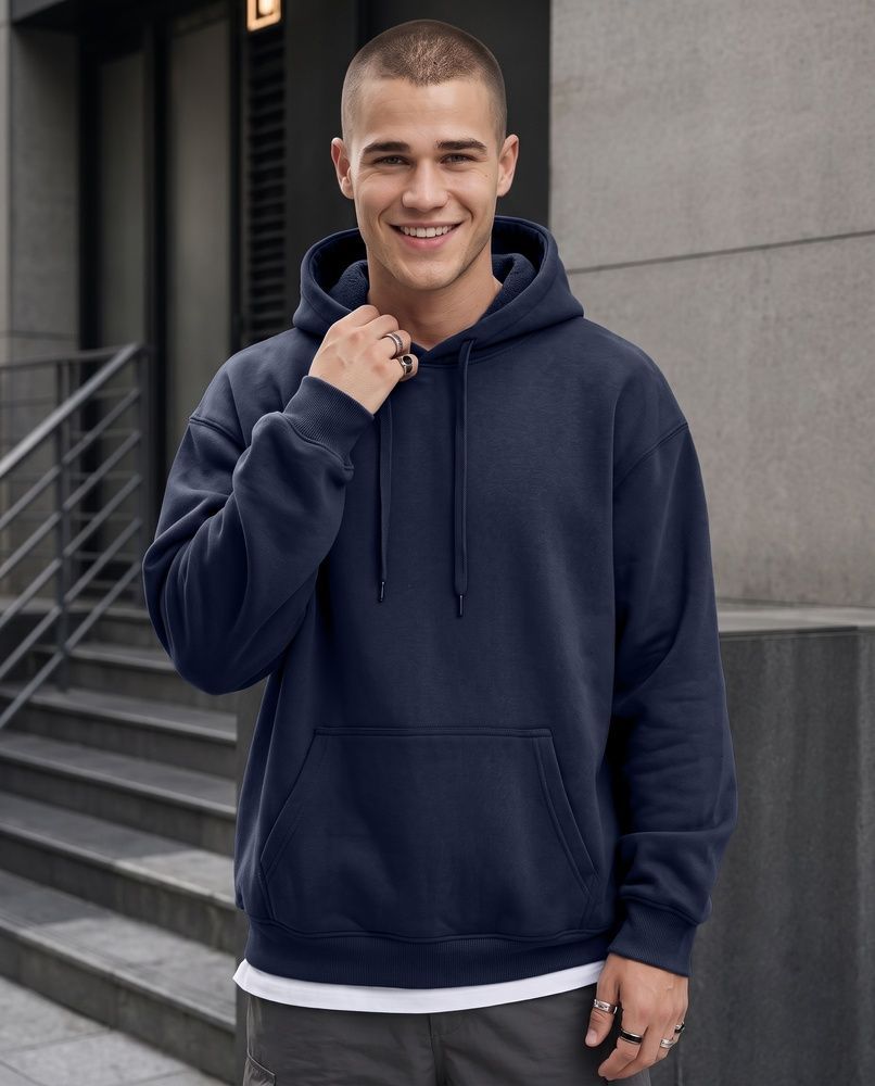 Премиальное мужское худи на флисе Nordvik Polar Fleece Hoodie Navy, M