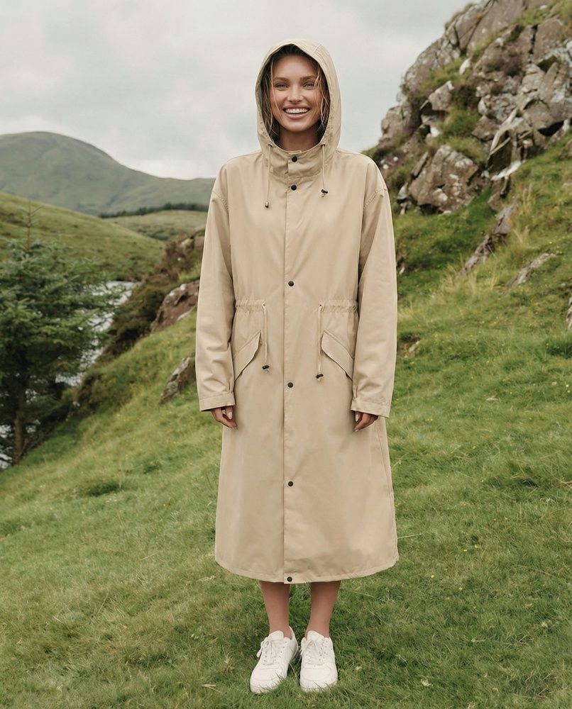 Женский дизайнерский плащ-тренч Nordvik Lady Trench Classic Beige матовый с кулиской на талии и ветрозащитой, S/M