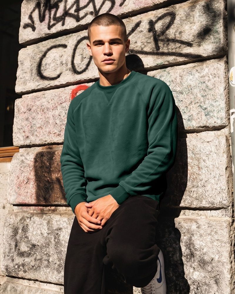 Мужской флисовый свитшот Nordvik Heritage Thermal Crewneck с рукавами реглан Green, M