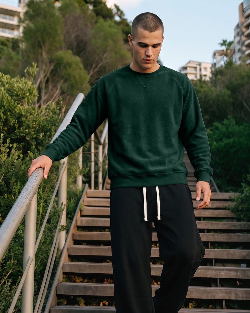 Мужской флисовый свитшот Nordvik Heritage Thermal Crewneck с рукавами реглан Green, M