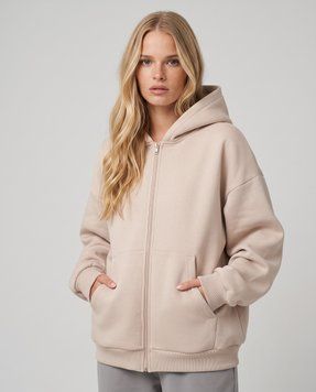 Жіноче зіп-худі оверсайз на блискавці Nordvik Urban Line Zip-Up Beige, S
