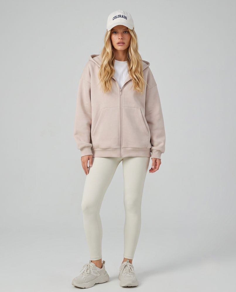 Женское зип-худи оверсайз на молнии Nordvik Urban Line Zip-Up Beige, S