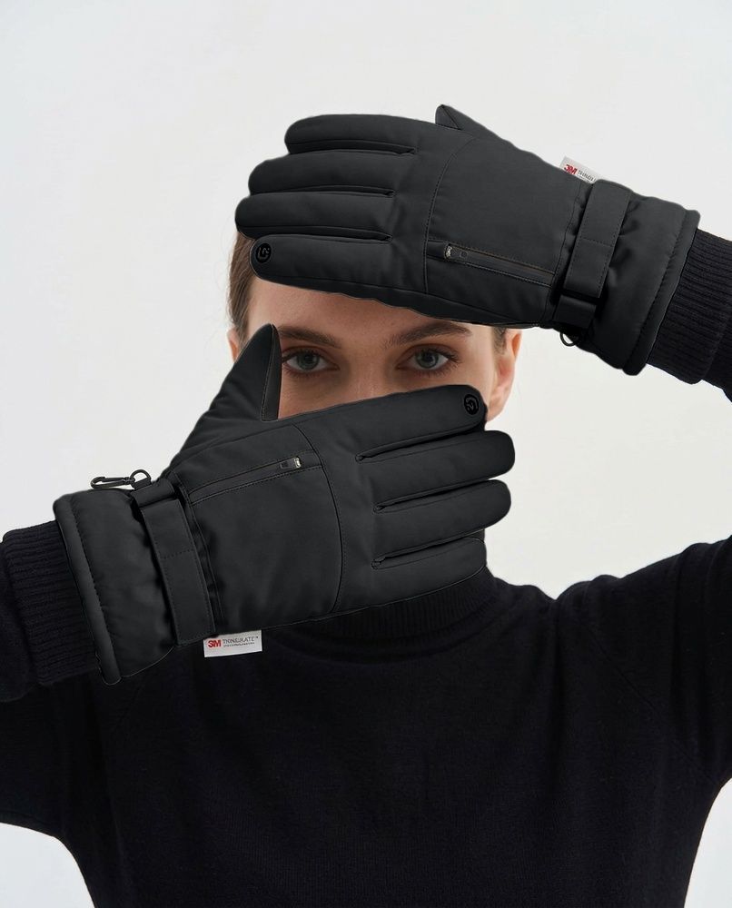 Жіночі гірськолижні терморукавиці Nordvik Alpine Extreme з утеплювачем 3M Thinsulate, волого- та вітрозахистом Black, M