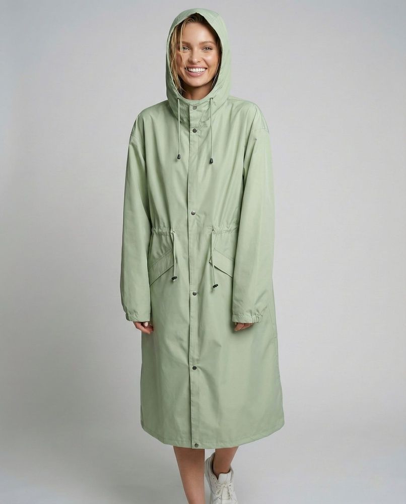 Жіночий дизайнерський плащ-тренч Nordvik Lady Trench Matcha Green матовий з куліскою на талії та вітрозахистом, L/XL
