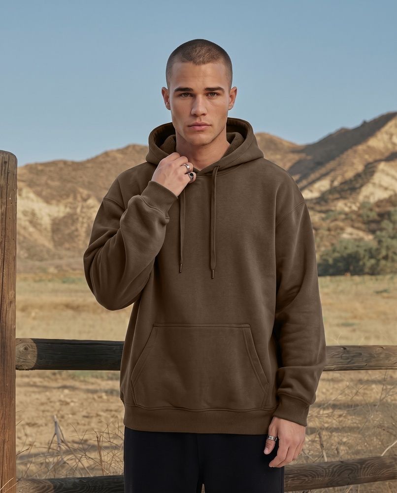 Премиальное мужское худи на флисе Nordvik Polar Fleece Hoodie Brown, M