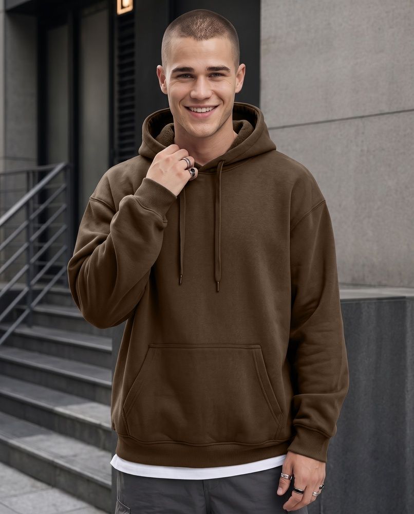 Премиальное мужское худи на флисе Nordvik Polar Fleece Hoodie Brown, M