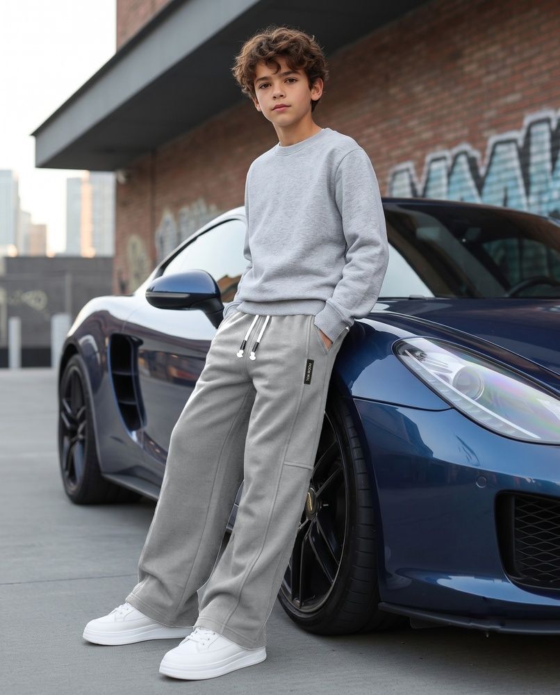 Детские демисезонные штаны LAREN kids Urban Flow Wide-Leg оверсайз Grey, 130