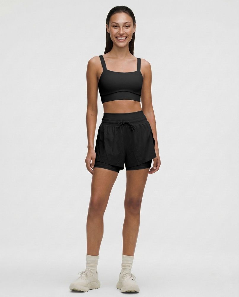Жіночі спортивні шорти 2-в-1 з подвійним поясом Nordvik AuraStride Double-Waist Cool-Touch Black, M