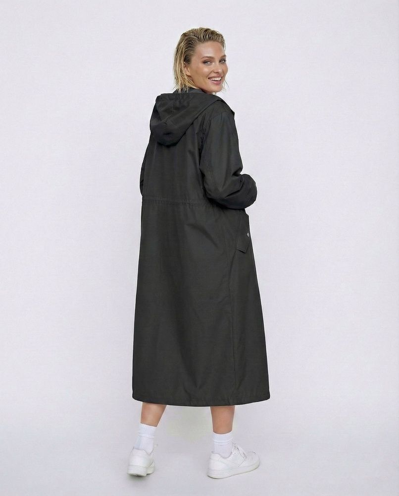 Жіночий дизайнерський плащ-тренч Nordvik Lady Trench Black матовий з куліскою на талії та вітрозахистом, S/M