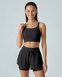 Жіночі спортивні шорти 2-в-1 з подвійним поясом Nordvik AuraStride Double-Waist Cool-Touch Black
