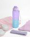 Спортивна мотиваційна пляшка для води Nordvik AuraFlow 1000 мл матова з трубочкою Purple-Teal