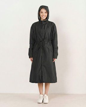 Женский дизайнерский плащ-тренч Nordvik Lady Trench Black матовый с кулиской на талии и ветрозащитой, L/XL