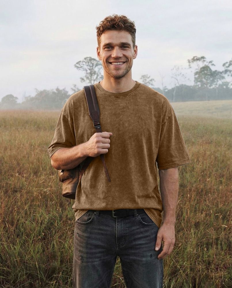 Футболка унисекс Oversize Boxy Fit Nordvik Urban Shadow: Stone-Wash Brown