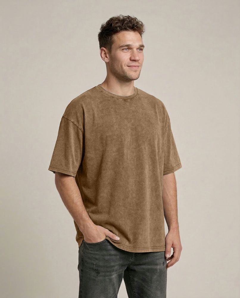 Футболка унисекс Oversize Boxy Fit Nordvik Urban Shadow: Stone-Wash Brown