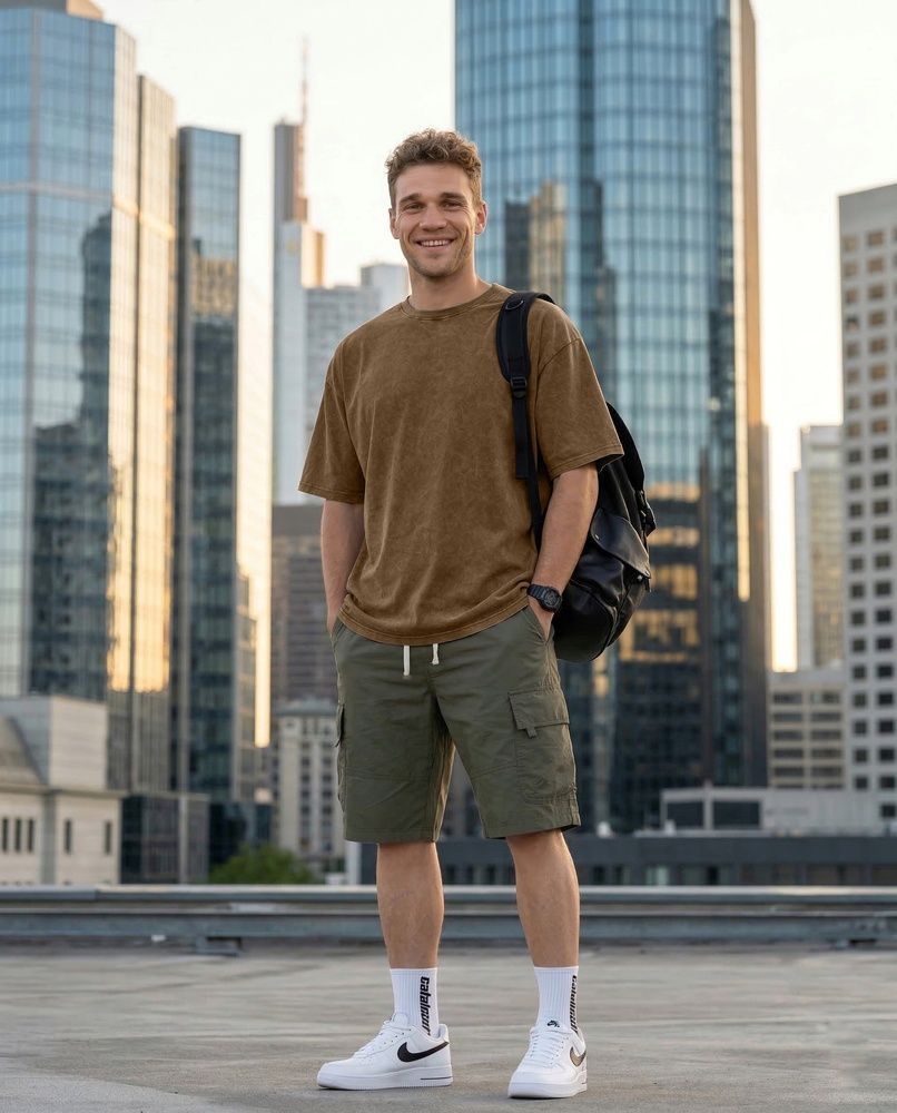 Футболка унисекс Oversize Boxy Fit Nordvik Urban Shadow: Stone-Wash Brown
