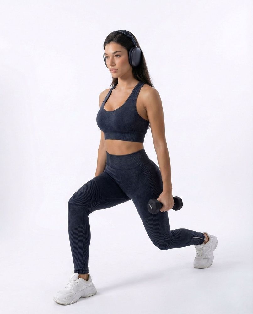 Женские моделирующие фитнес-леггинсы Nordvik Stone Sculpt Leggings Volcanic Black в рубчик с эффектом пуш-ап, S