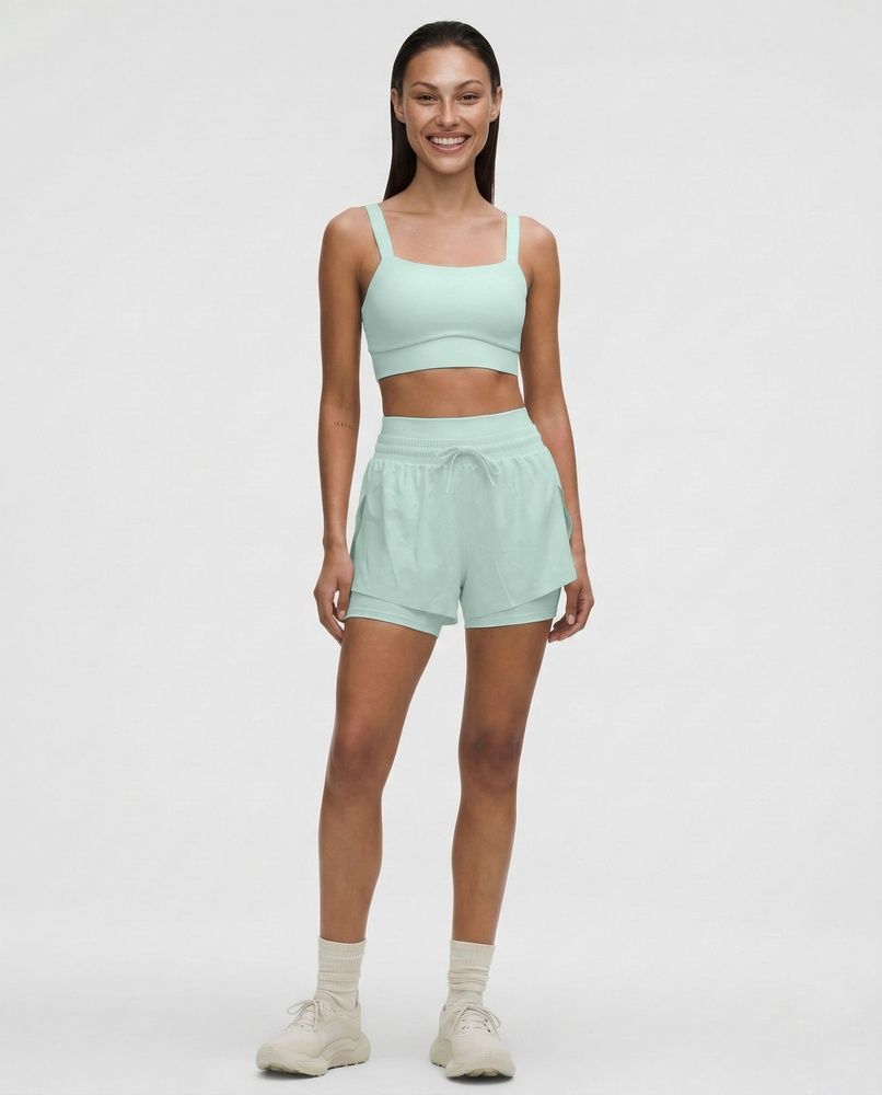 Женские спортивные шорты 2-в-1 с двойным поясом Nordvik AuraStride Double-Waist Cool-Touch Mint, M