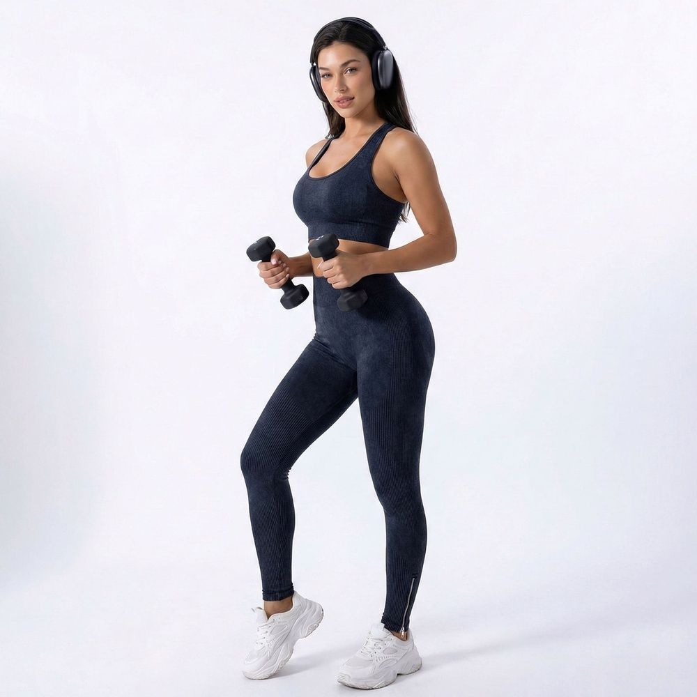 Женские моделирующие фитнес-леггинсы Nordvik Stone Sculpt Leggings Volcanic Black в рубчик с эффектом пуш-ап, L