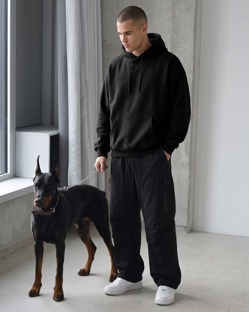 Мужское худи оверсайз Nordvik Signature Essential Hoodie Black, L
