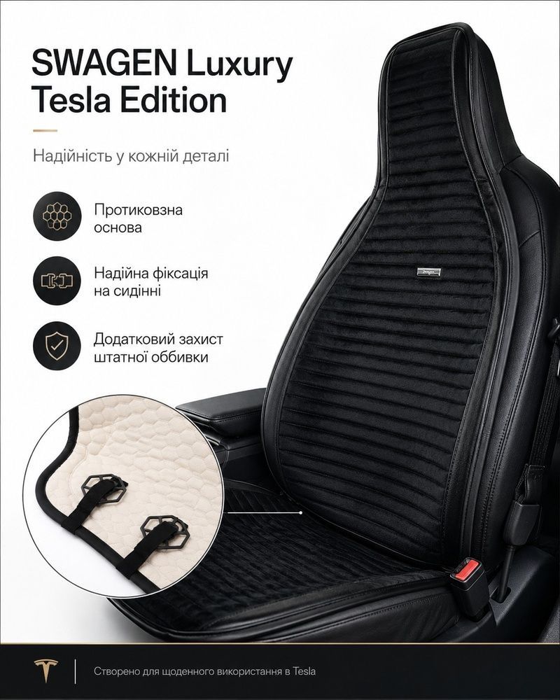 Накидки для сидінь SWAGEN Luxury Tesla Edition Black