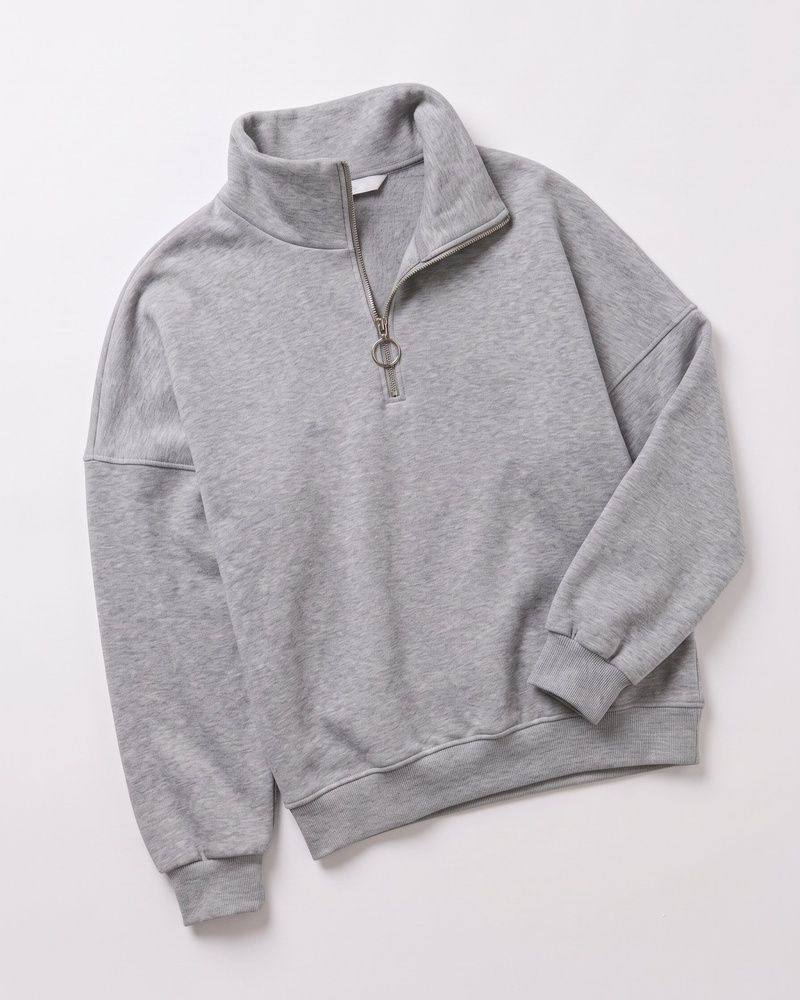 Женская премиальная толстовка оверсайз LAREN Luxe Lounge Ring-Zip с горловиной на молнии Grey, S