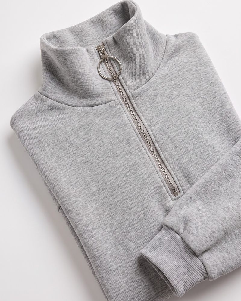 Женская премиальная толстовка оверсайз LAREN Luxe Lounge Ring-Zip с горловиной на молнии Grey, S