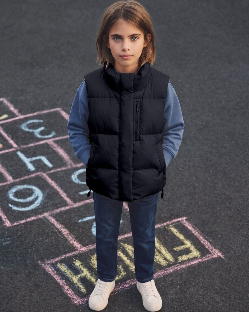 Дитячий утеплений жилет LAREN kids Urban Shield з високим коміром Wind-Block Black, 120