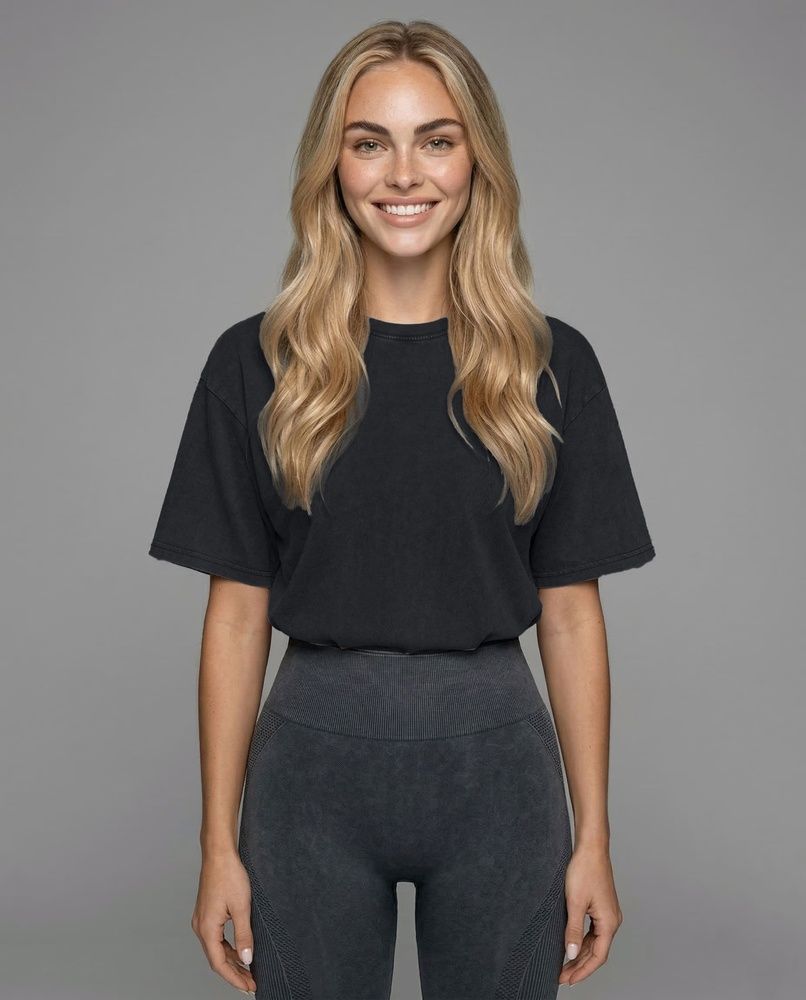 Футболка унісекс Oversize Boxy Fit Nordvik Urban Shadow: Stone-Wash Graphite Black, S