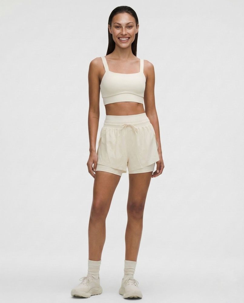 Жіночі спортивні шорти 2-в-1 з подвійним поясом Nordvik AuraStride Double-Waist Cool-Touch Coconut White, M