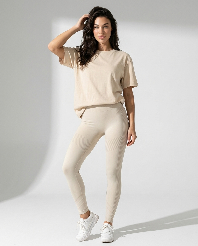 Жіночі безшовні легінси Nordvik Peach-Power: 3D Push-Up Effect Beige