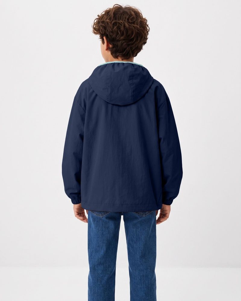 Детская ветрозащитная куртка-ветровка Nordvik kids Aero-Shell с капюшоном Navy, 130