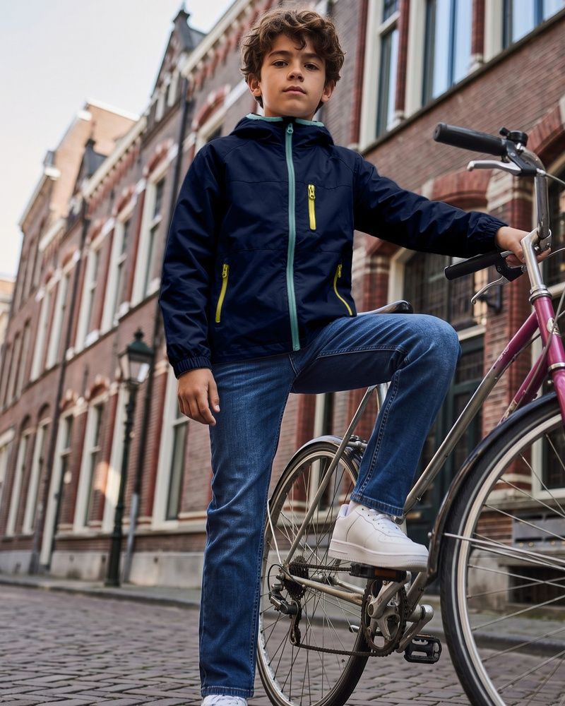 Детская ветрозащитная куртка-ветровка Nordvik kids Aero-Shell с капюшоном Navy, 130