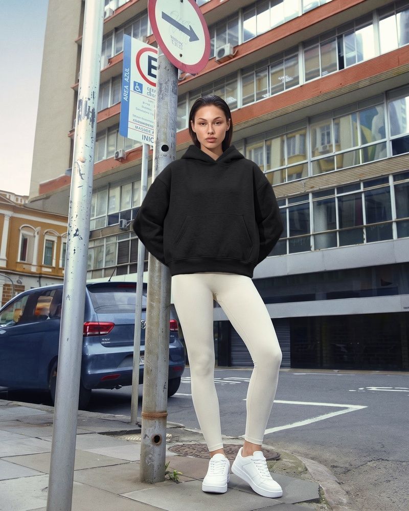 Женское утепленное худи Nordvik Cleanfit Boxy Hoodie Oversized Black, M