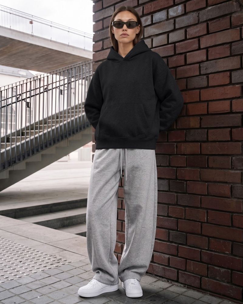 Женское утепленное худи Nordvik Cleanfit Boxy Hoodie Oversized Black, M
