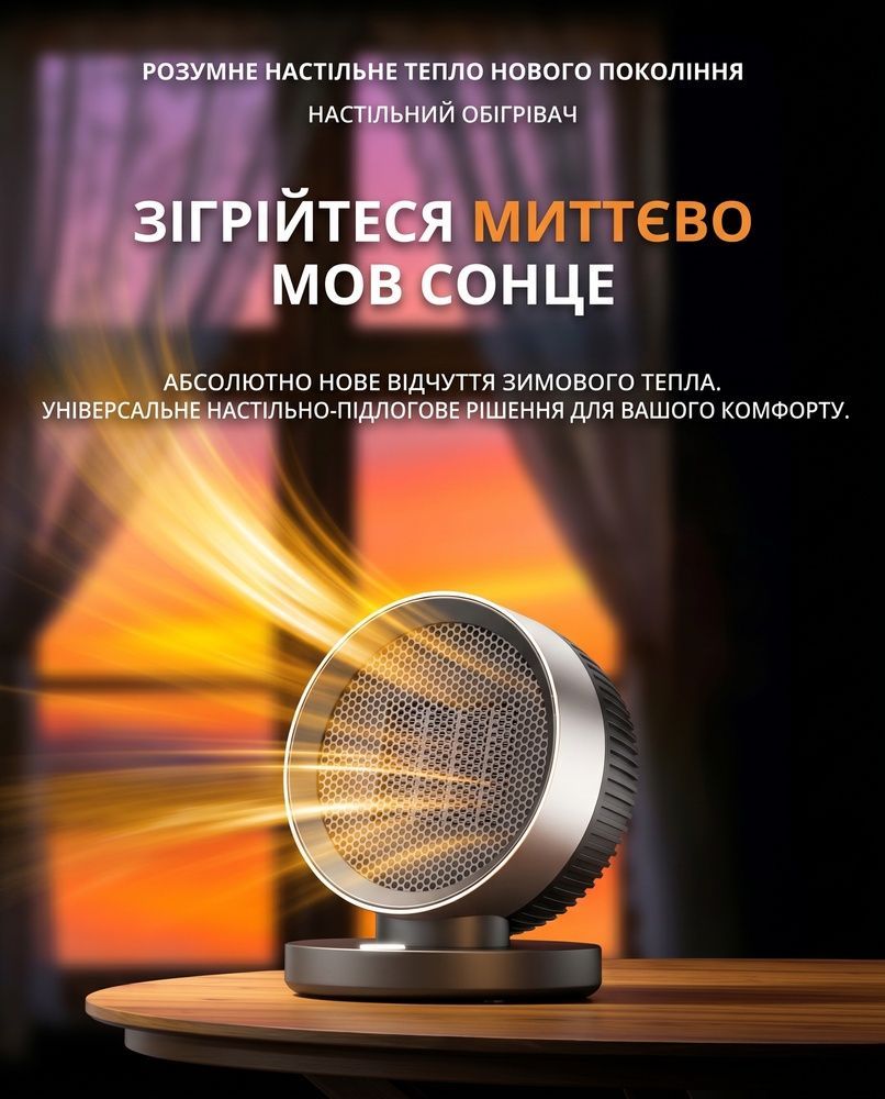 Портативний керамічний обігрівач Weizer AeroHeat Prime 500W з захистом від перекидання та перегріву