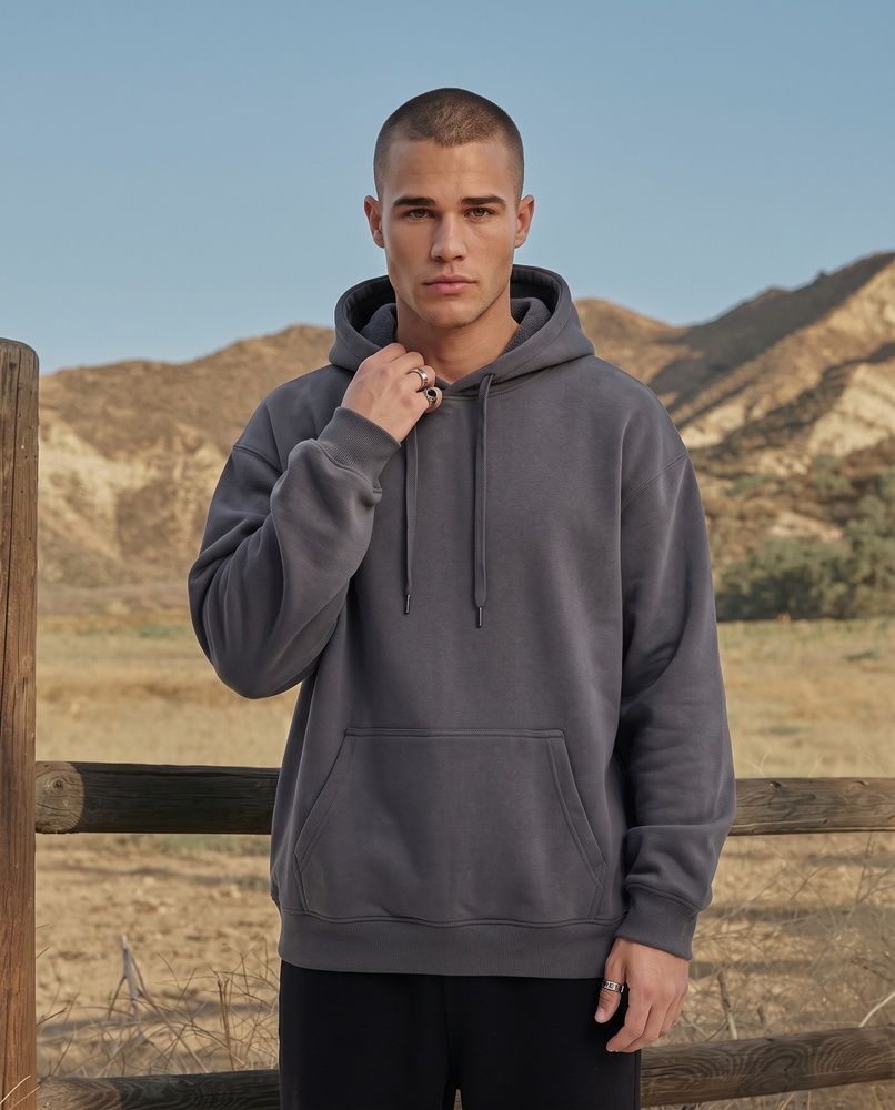 Премиальное мужское худи на флисе Nordvik Polar Fleece Hoodie Grey, M