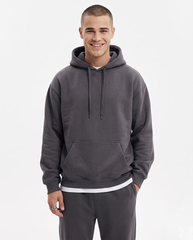 Премиальное мужское худи на флисе Nordvik Polar Fleece Hoodie Grey, M
