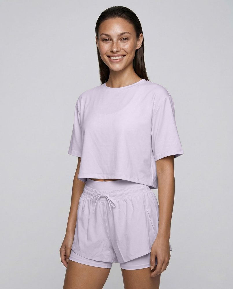 Женские спортивные шорты 2-в-1 с двойным поясом Nordvik AuraStride Double-Waist Cool-Touch Purple, L